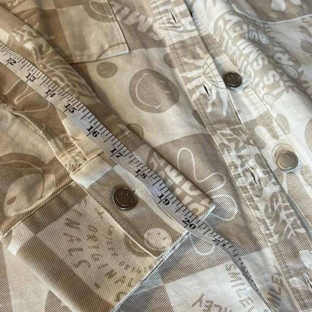 Smiley and H&M Denim White & Cream Denim Jacket Size S Novelty Print NWOT Preppy - Picture 12 of 13